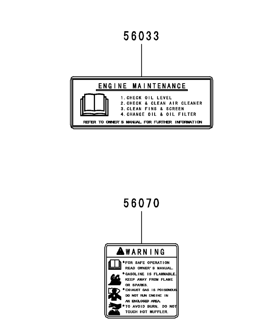 Kawasaki Fr651v-As05 Engine Labels Diagram and Parts List for Z-FORCES48LP 17AP5BHB-17AP5BHB710 Cub Cadet Lawn Tractor